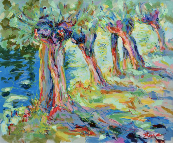 "Knotted willows" 50x60cm Acrylic on panel. Pierre van Dijk.